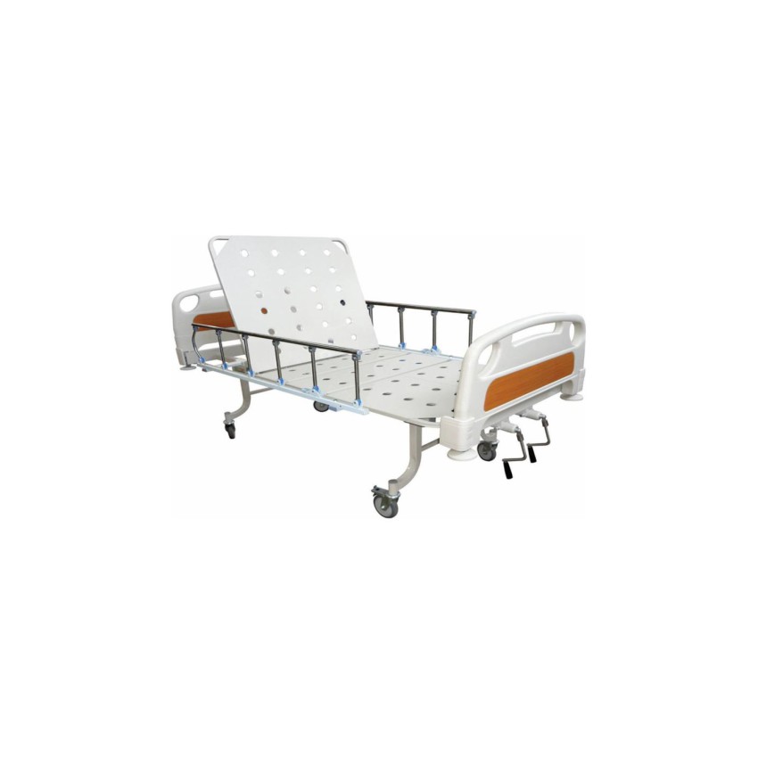 CAMA CLINICA DE 2 MANIVELAS CON BARANDAS RETRACTILES